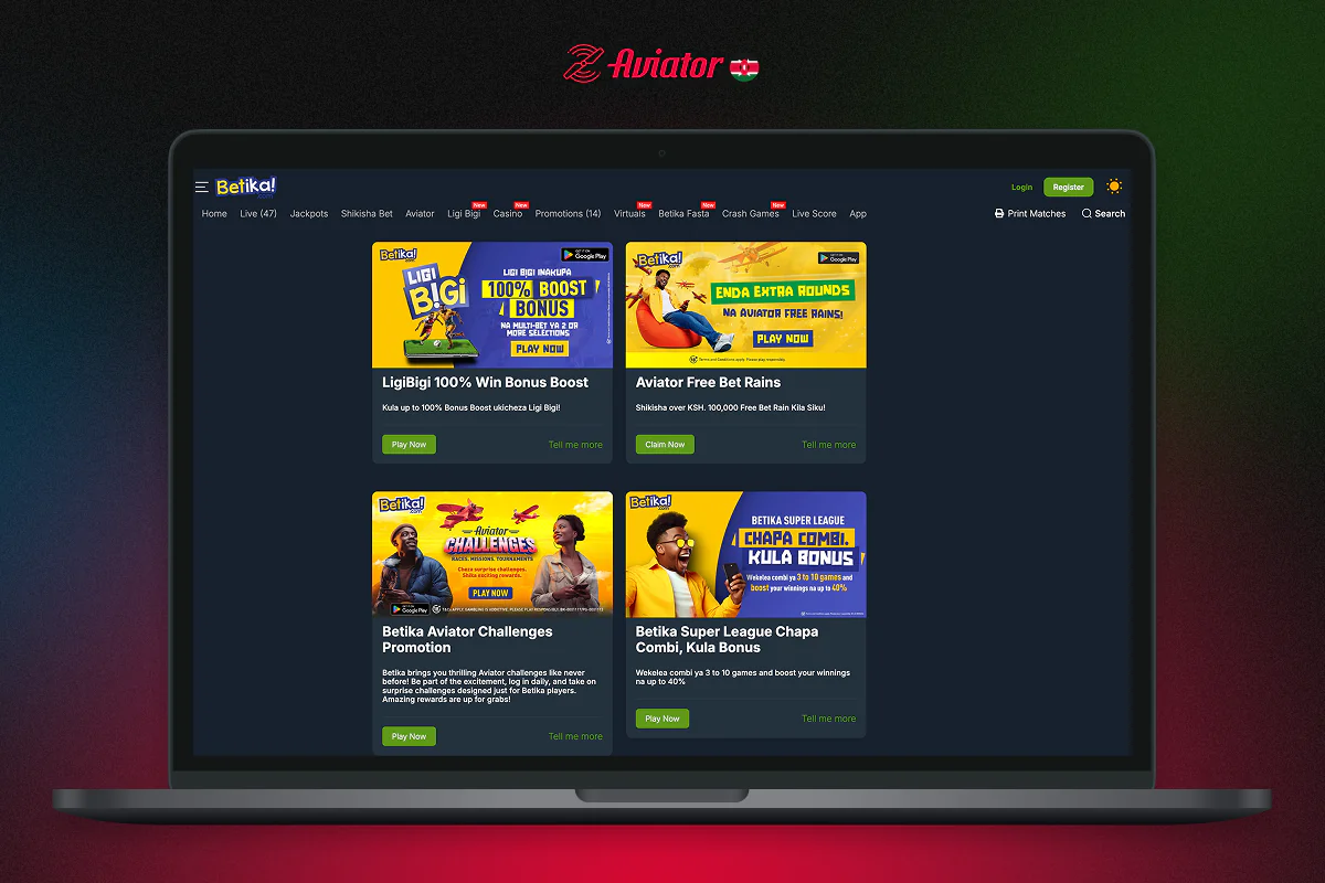 Betika Online Casino offers special bonuses to fans of the Aviator game